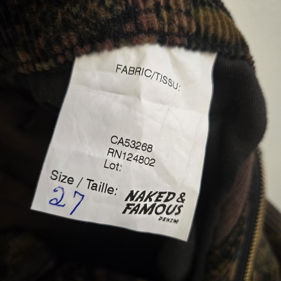 Naked & Famous Floral Patterned Pleated Corduroy Wide-Leg Pants Size 27 - Picture 10 of 11